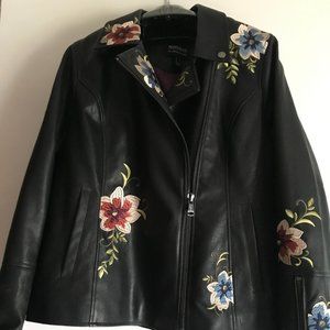 Black faux leather moto jacket